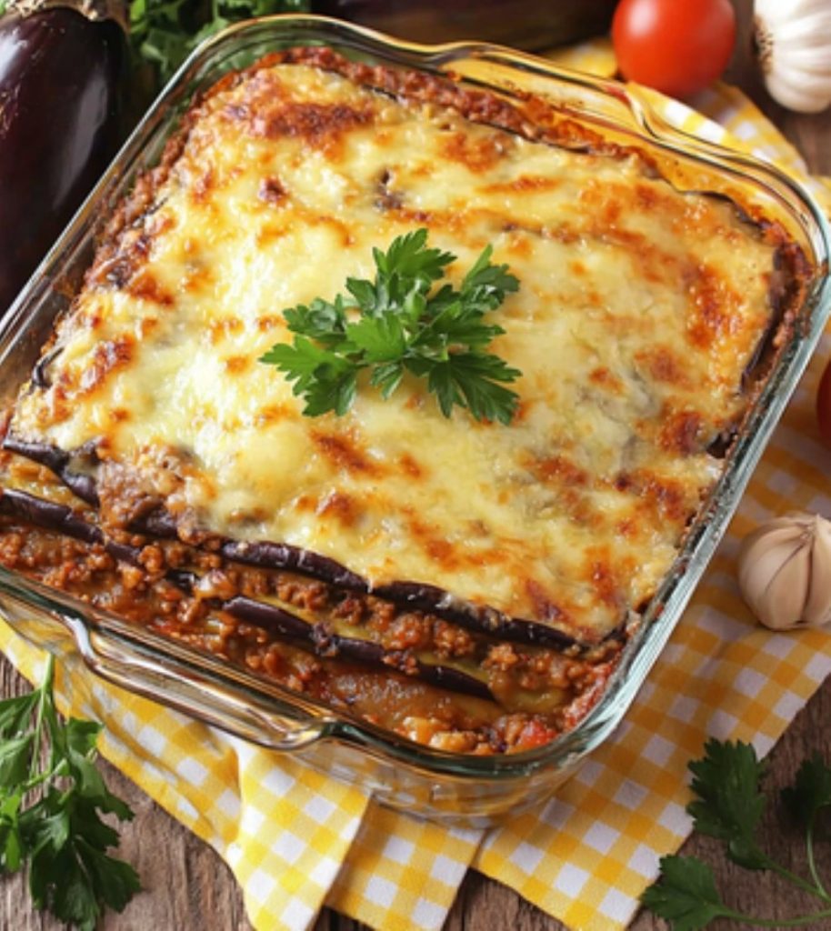 moussaka à la Béchamel Dorée et Viande Hachée