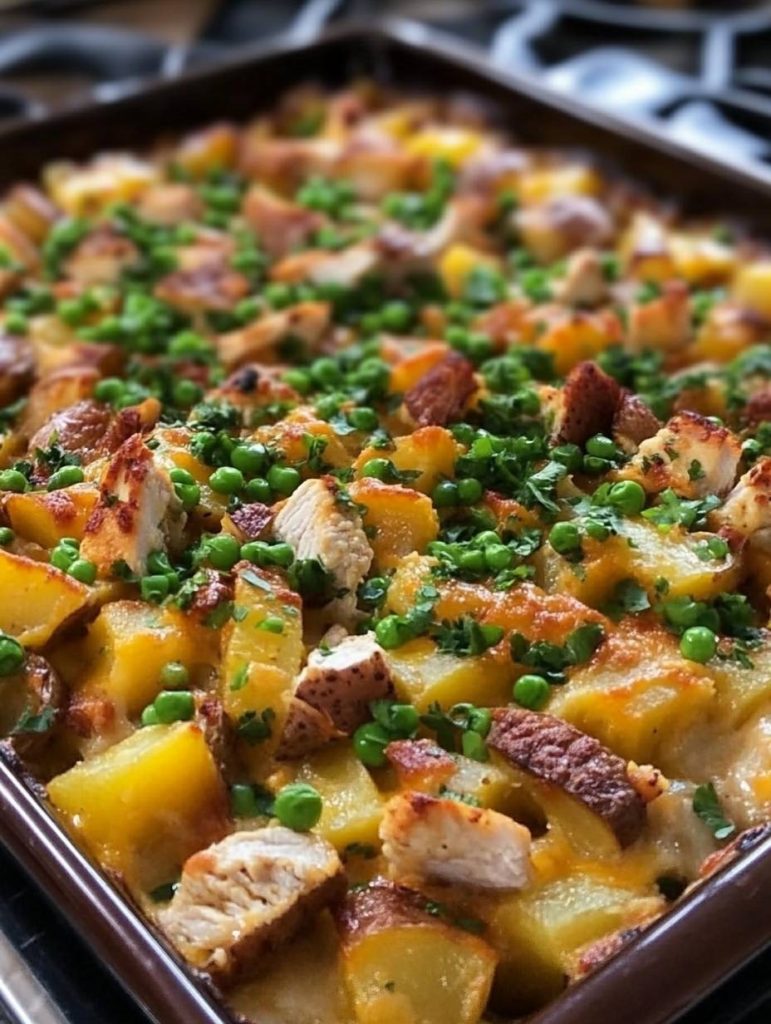 casserole de pommes de terre chargées et de poulet