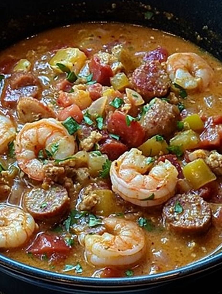 plonger dans le goût riche et épicé de la Louisiane avec ce délicieux Gumbo aux crevettes et saucisses