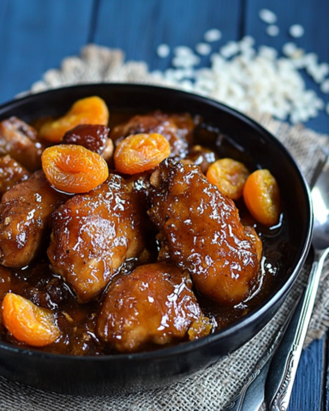 Poulet Mijoté au Miel et Pain d’Épices : Une Douceur Suave avec Abricots Secs 