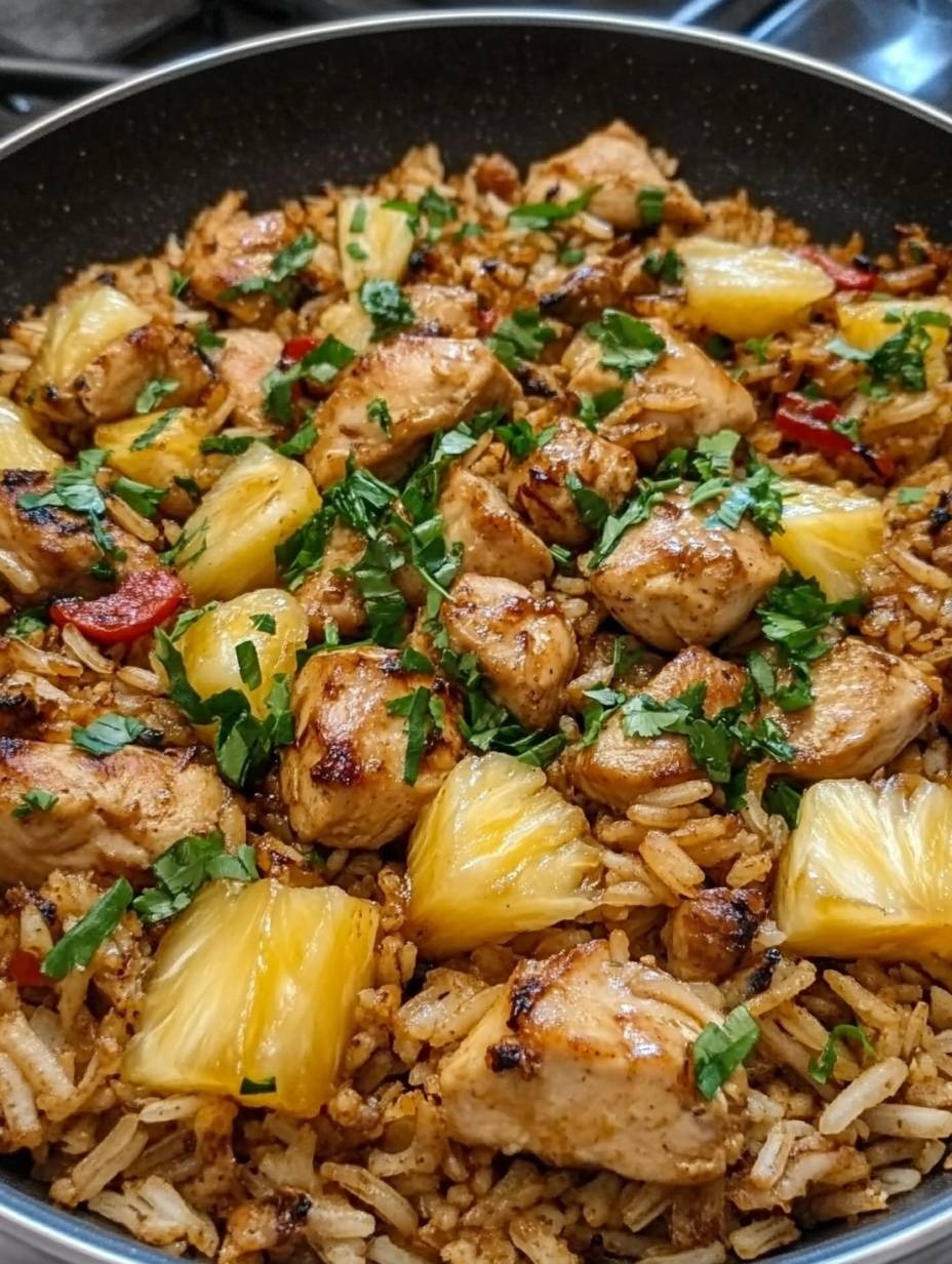 poulet à l’ananas avec du riz