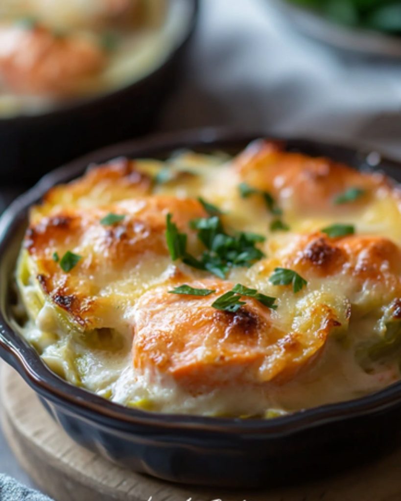 Gratin de Poireaux au Saumon