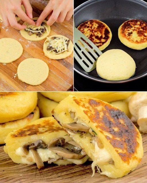 Galettes de pommes de terre farcies aux champignons