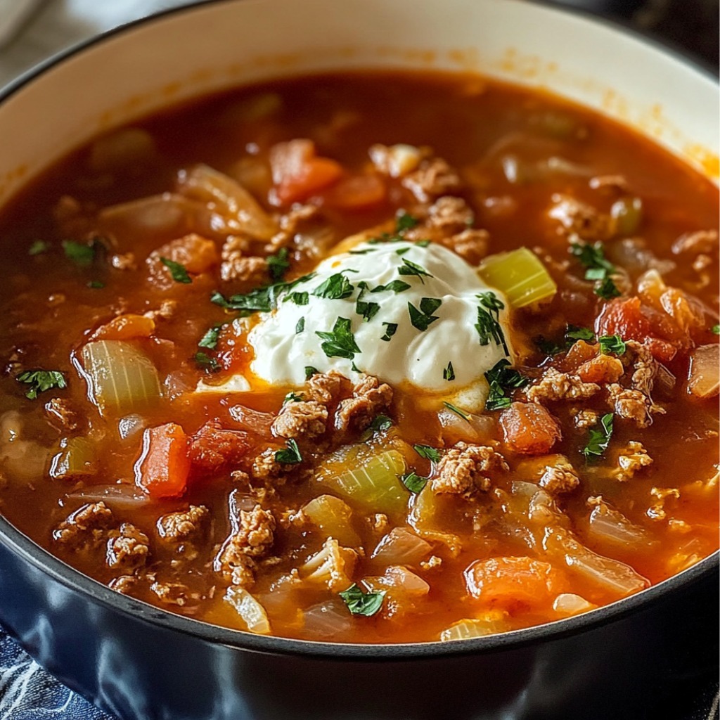 Soupe nourrissante au bœuf et au chou