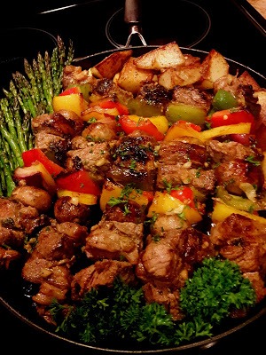 recette de brochettes de steak et de légumes