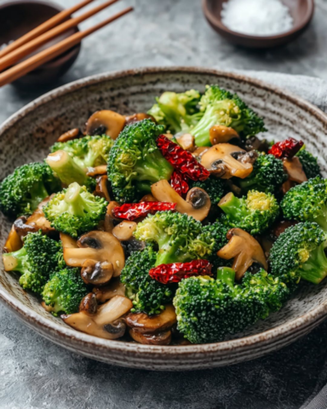 Poêlée de Brocoli et Champignons au Parfum d’AIL