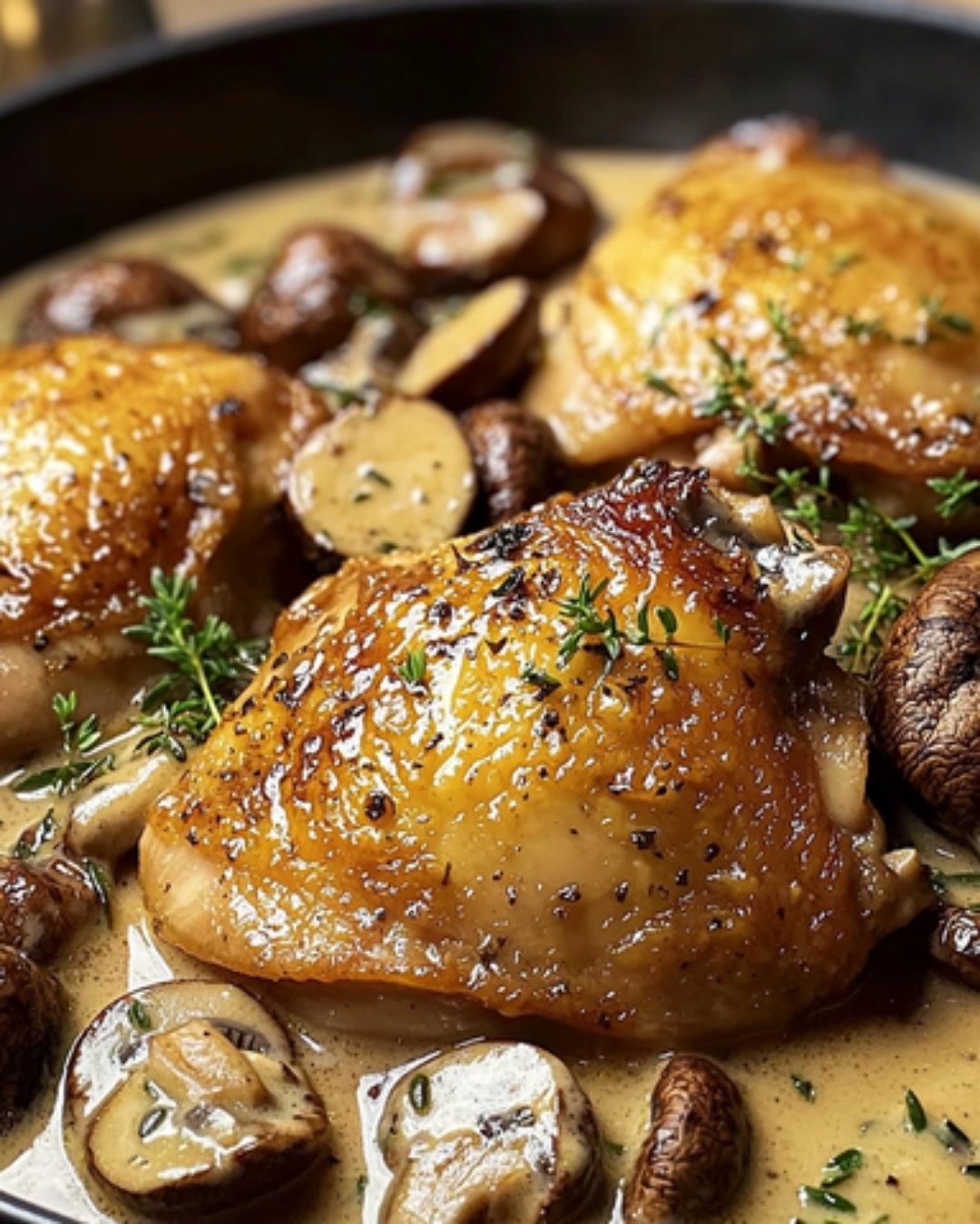 Poulet au Porto et Champignons Crémeux