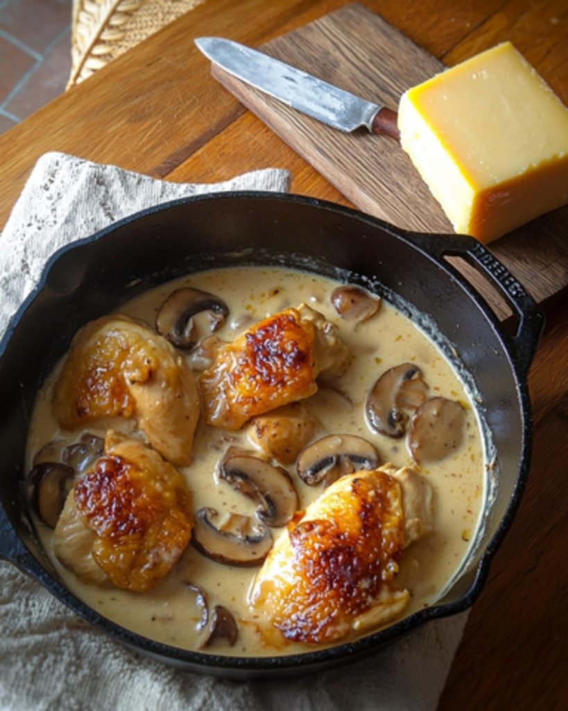 Suprêmes de Poulet au Morbier et Champignons