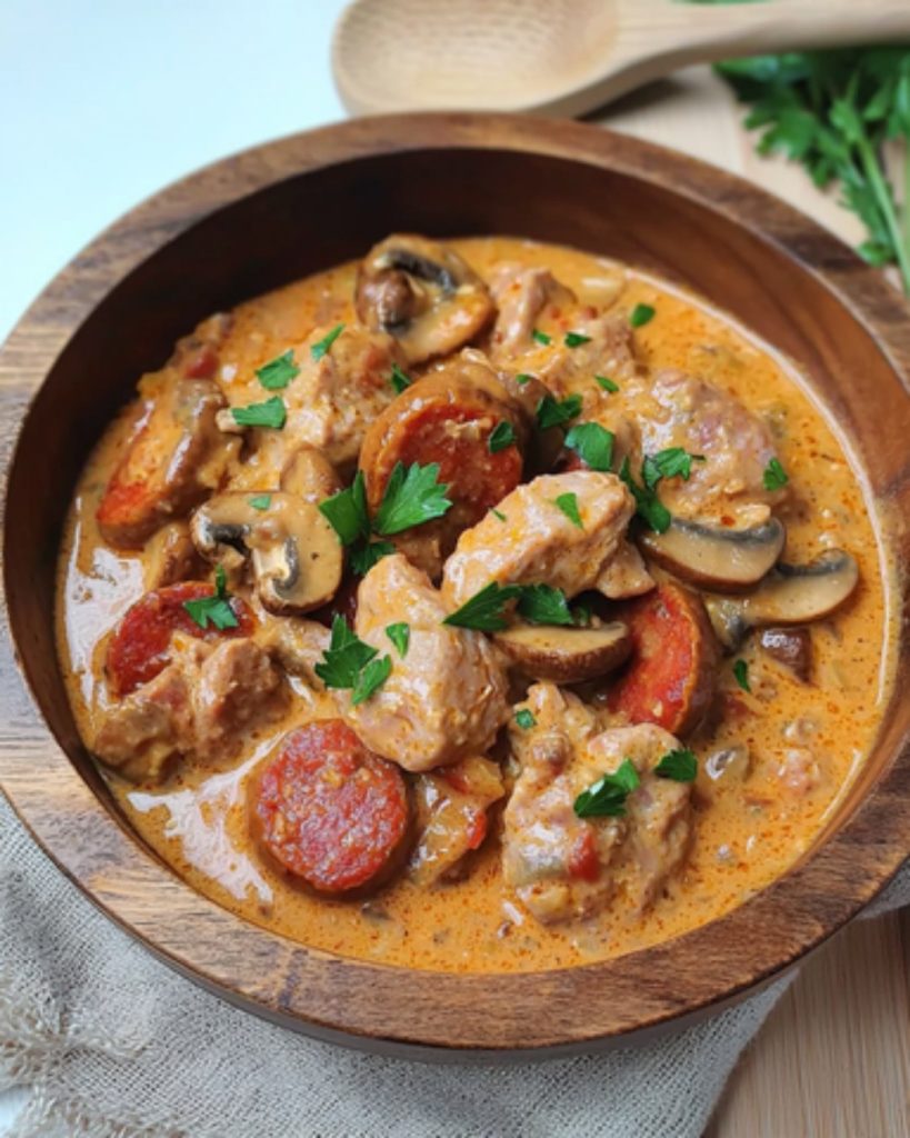 Veau Sauté au Chorizo et Champignons, Un Plat Plein de Caractère