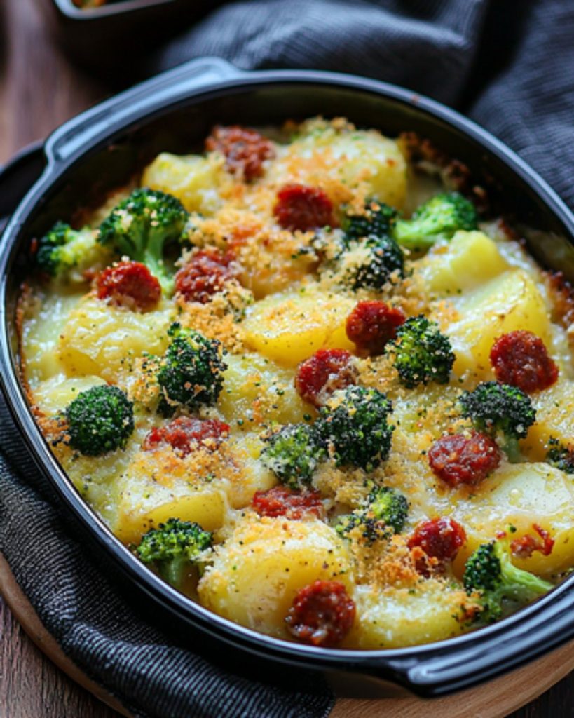 Gratin de Pommes de Terre au Brocoli et Chorizo