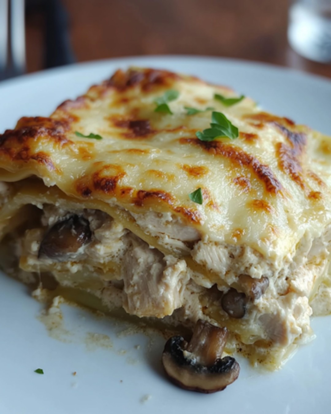 Lasagne au Poulet, Champignons et Parmesan