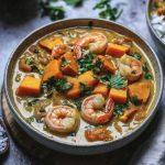 Curry de Crevettes, Patate Douce et Lait de Coco