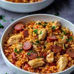 Jambalaya de Poulet, Jambon et Saucisse